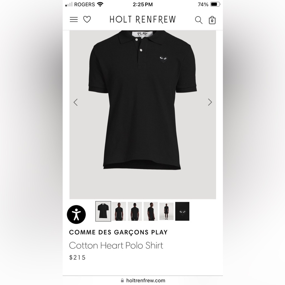 Navy comme des garçons play polo with black heart face